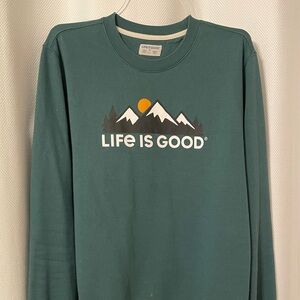 Life Is Good Teal Crewneck Sweater